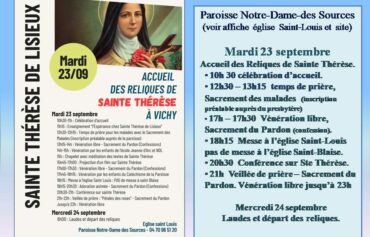 image Reliques Ste Thérse de Lisieux 23 sept