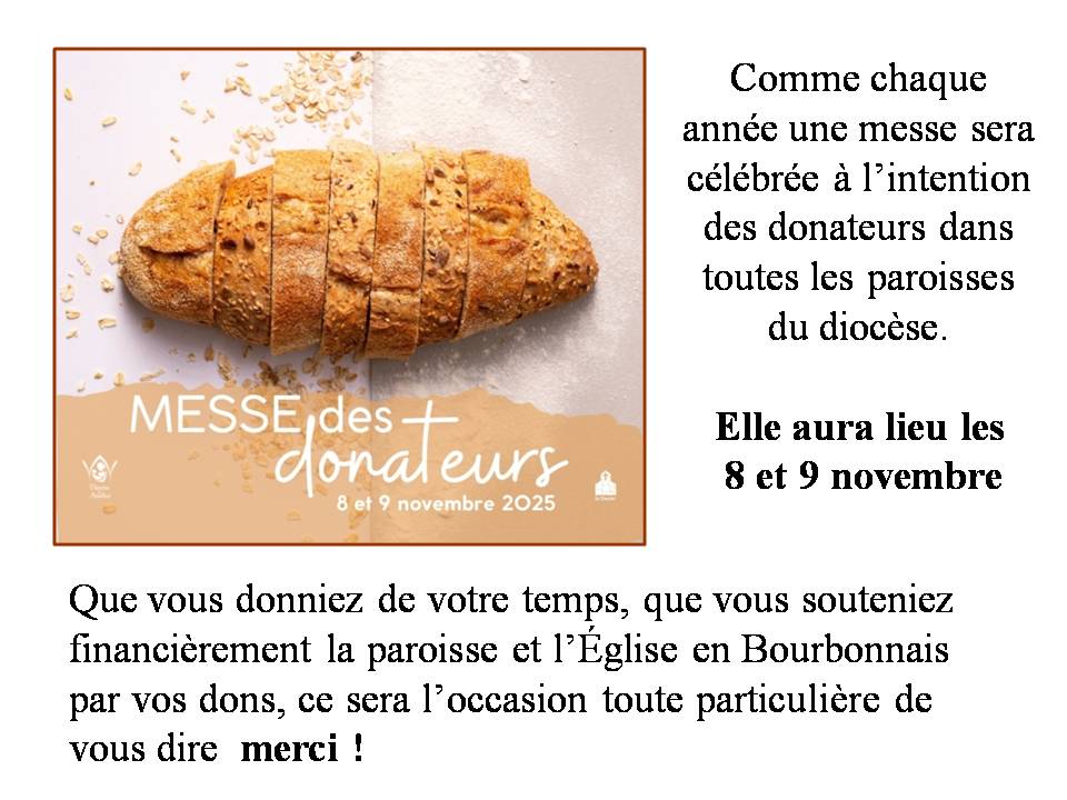 Messes des Donateurs 8 et 9 novembre 2025