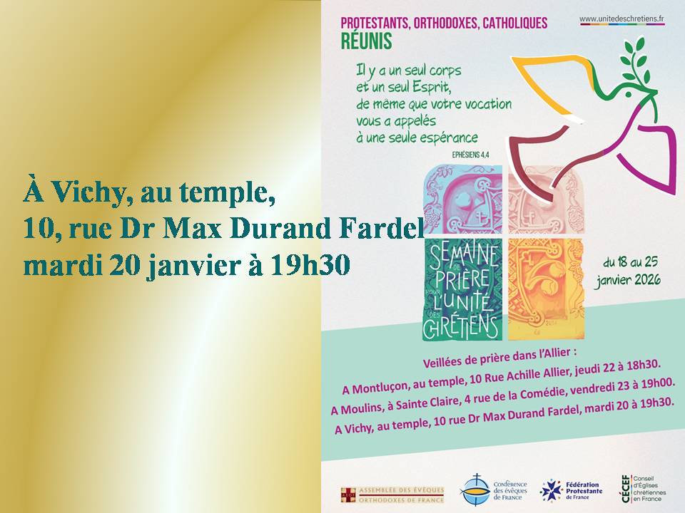 Semaine de l'unité des chrétiens en janvier